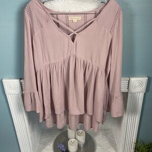 Aeropostale Blush Pink Eyelet Peasant Tunic Top